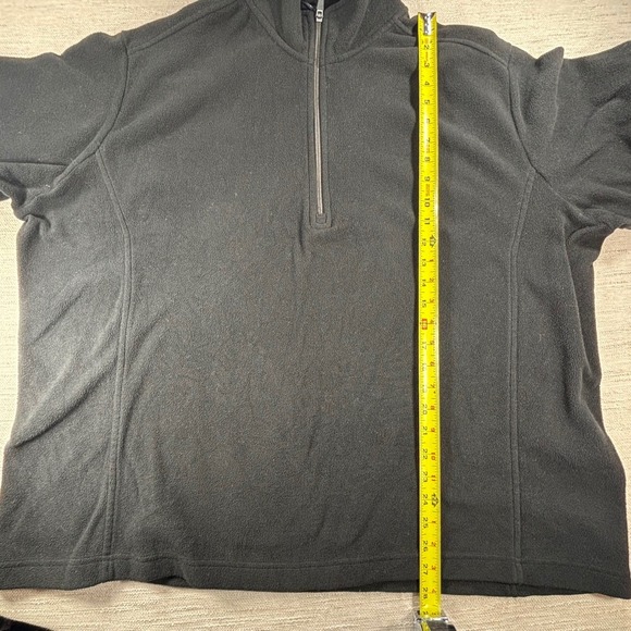 Lands End Mens XXL Black Fleece 1/4 Zip Pullover Long‎ Sleeve Sweatshirt Top - Picture 6 of 6